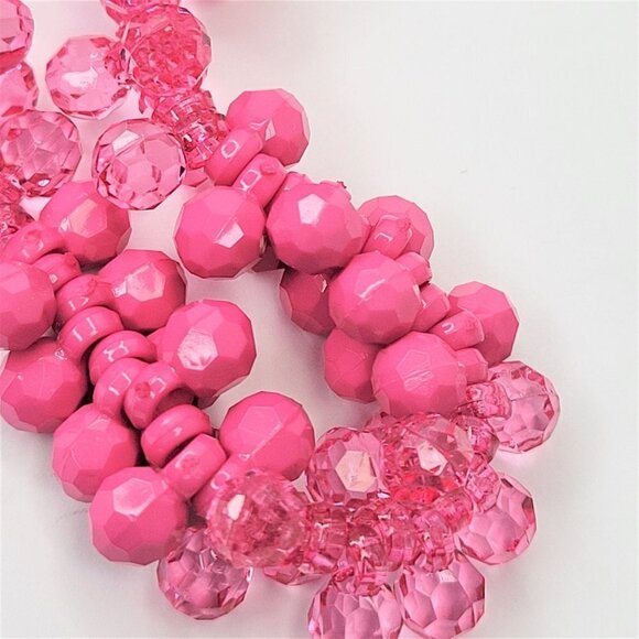 PINK and Glassy Pink Faceted Bead Cluster Necklace and Earrings Set - Picture 3 of 9